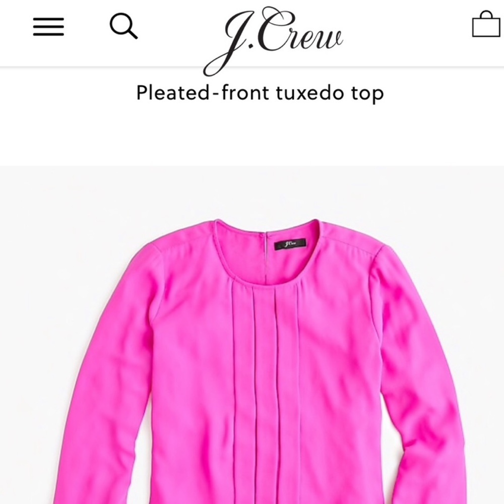 NWT J. Crew Pleated Front Tuxedo Shirt Neon Plum